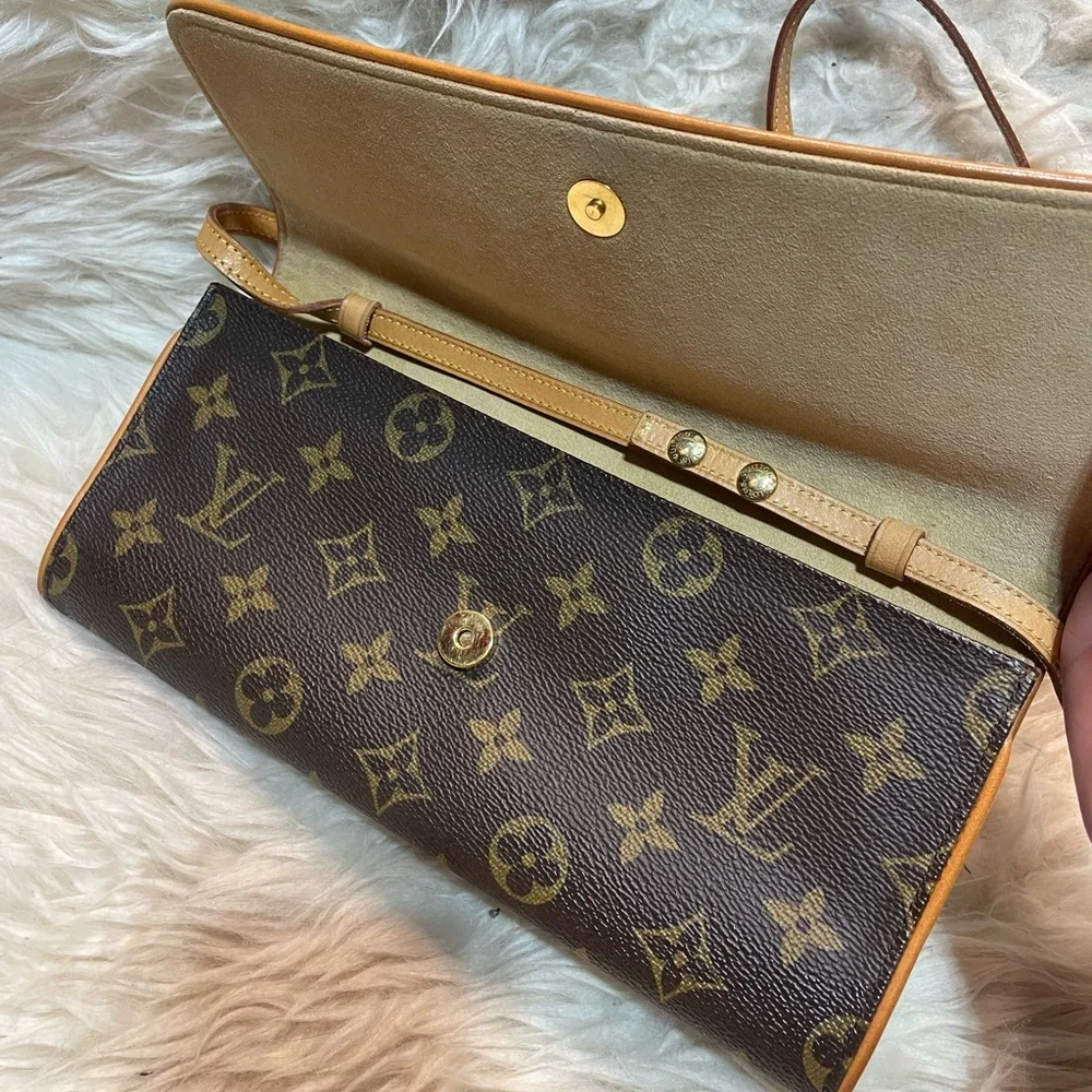 Louis Vuitton Monogram Crossbody in Brown and Tan Leather Trim